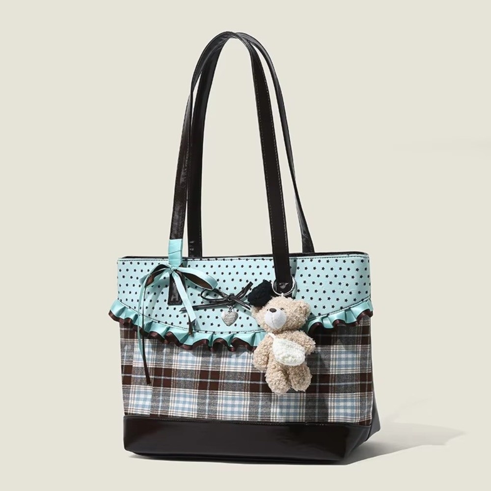 Canvas Tote Designer - Tas Tote Kanvas Hijau Mint Motif