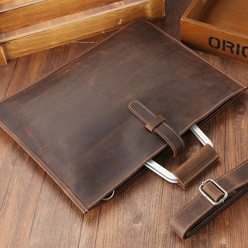 Briefcase Leather Slim - Tas Kantor Kulit Kuda Gila Gandum
