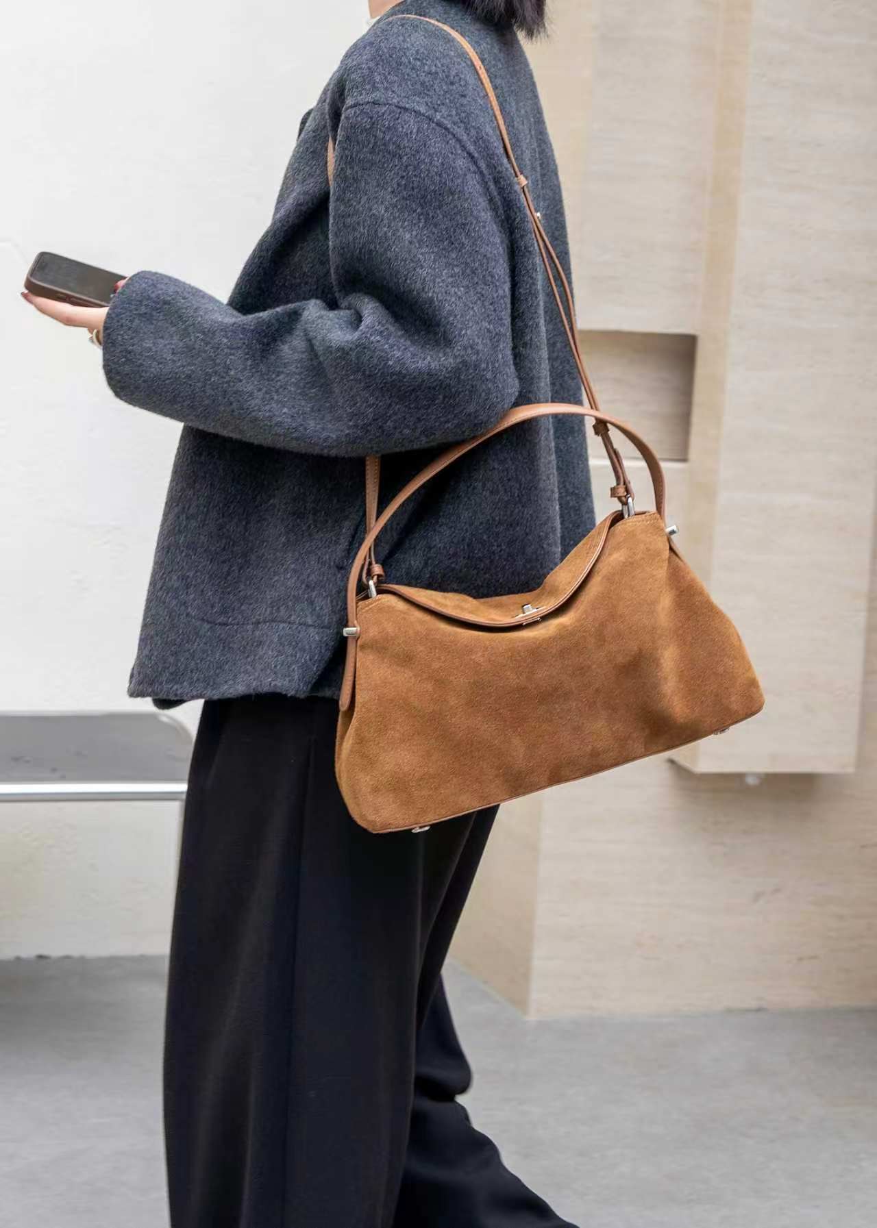 Tas Selempang Wanita Kulit Sue - Bucket Bag Suede ulasan dan harga