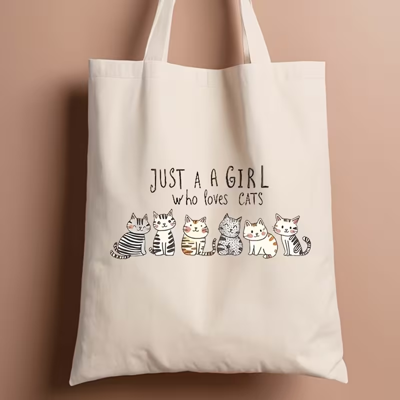 Tas Tote Wanita Motif Kucing L - Canvas Tote Designer ulasan dan harga