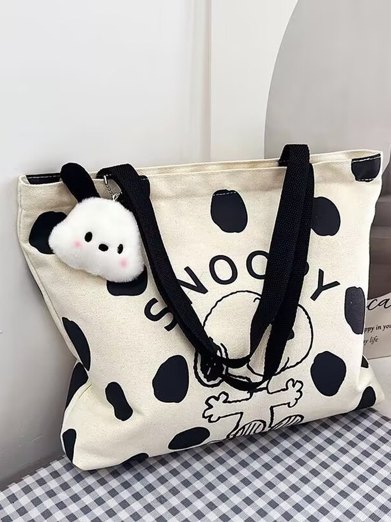 Tas Bahu Kanvas Kartun Snoopy  - Canvas Tote Designer ulasan dan harga