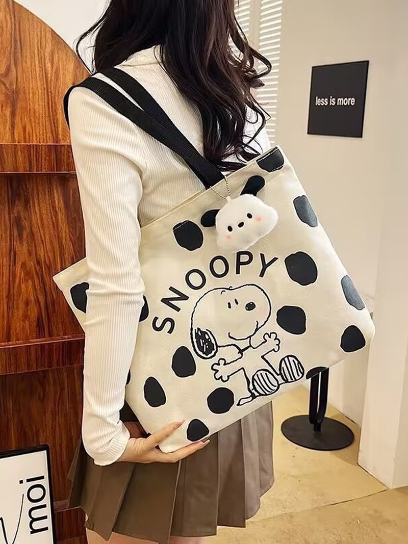 Tas Bahu Kanvas Kartun Snoopy  - Canvas Tote Designer ulasan dan harga